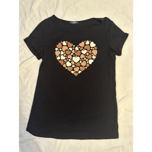 Ava James Heart Graphic Tee – Black PM – Love Print Shirt – Soft Casual Top - Picture 1 of 6